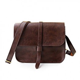 Vintage Style Solid Color and PU Leather Design Women's Crossbody Bag
