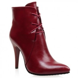 Stylish Solid Colour and Pointed Toe Design Women's High Heel Boots