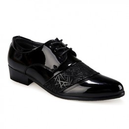 Stylish Geometric Pattern and Black Design Men's Formal Shoes